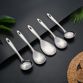 Montavo by FnS Trinity Stainless Steel Serving Tools Set of 5, 1 Rice Server, 2 Gravy Ladle(chamcha), 2 Veg Serving Spoon(Spatula)